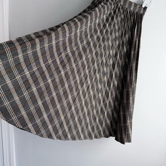 The Row Plaid Wool A-Line Midi Skirt S High Waist Pleated Quiet Luxury Academia - Picture 10 of 16